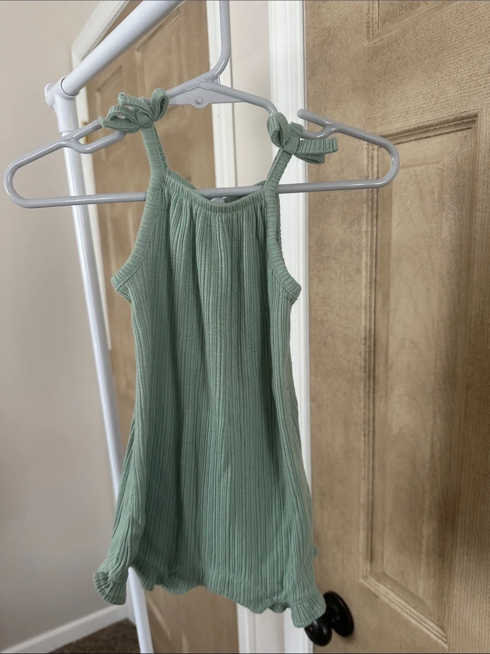 Old Navy Sage Green Ribbed Tie-Shoulder Camisole